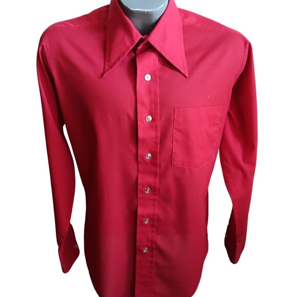 Men's Medium Shirt Vintage 1970s Campus New Breed Tapered Fit 15-15.5 USA Mod - Picture 2 of 6